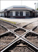 [Photo] Color view of Corinth railroad crossing.